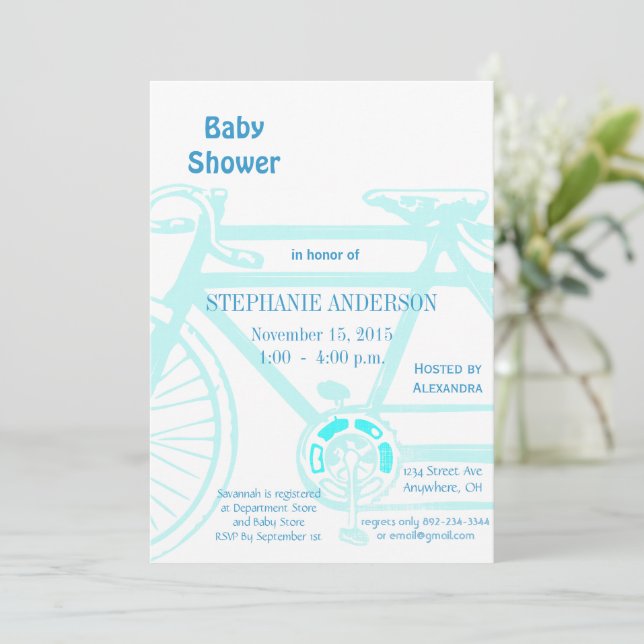 Vintage Bicycle Baby Boy Shower Invitations Einladung (Stehend Vorderseite)