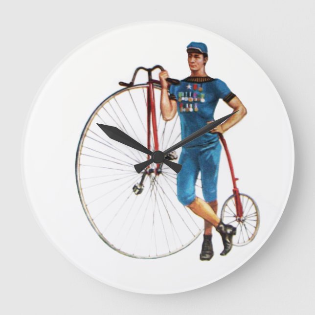 Vintage Bicycle Championship Große Wanduhr (Vorderseite)