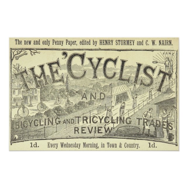 Vintage Bicycle Magazine Publicité Affiche d'art (Devant)