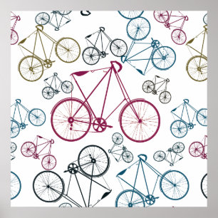 Vintage Bicycle Pattern Ohrs for Cyclists Poster