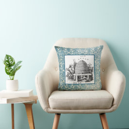 Vintage Biene auf Damask Kissen