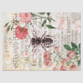 Vintage Biene Rose Bouquet Ephemera Decoupage Seidenpapier
