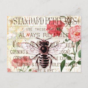 Vintage Biene Rose Bouquet Ephemera Postkarte