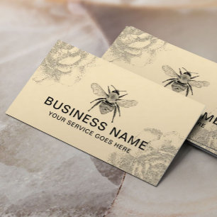 Vintage-Biene- und Blumenillustration Landimker Visitenkarte