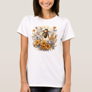 Vintage-Biene und Wildblumen T-Shirt