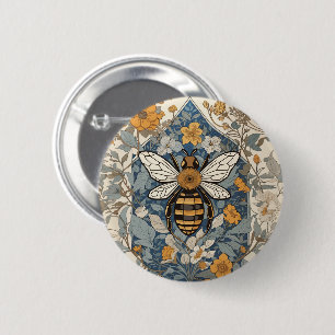 Vintage Biene und wilde Blumen Button