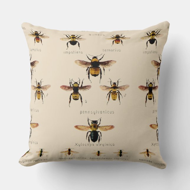 Vintage Bienen Kissen (Vorderseite)