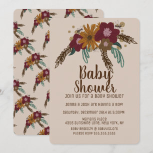 Vintage-Bienen-Sonnenblumenstrauß-Baby-Party Einladung