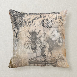 Vintage Bienen- und Blumengarten Kissen