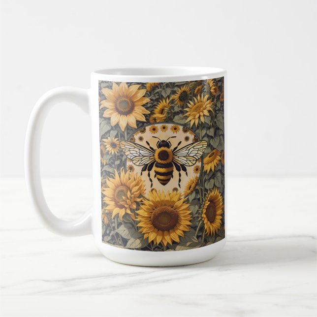 Vintage Bienen und Sonnenblumen Kaffeetasse (Links)