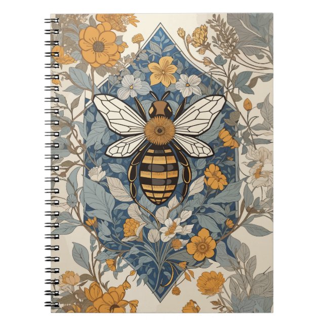 Vintage Bienen und wild lebende Blume Notizblock (Vorderseite)