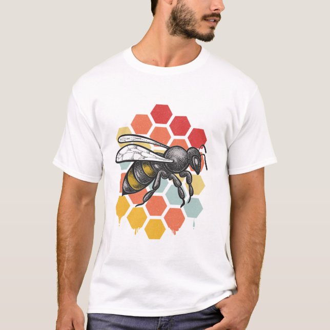 Vintage Bienenentwürfe für Männer T-Shirt (Vorderseite)