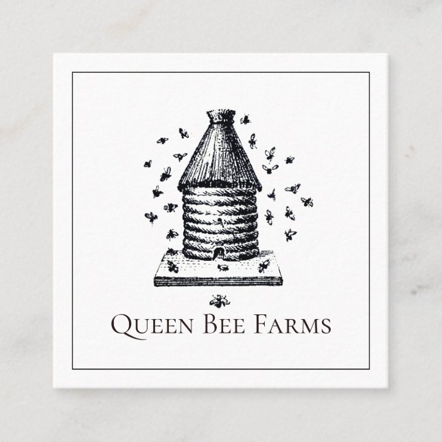 Vintage Bienenerhalterin Bienenstock Apiarist Quadratische Visitenkarte (Vorderseite)