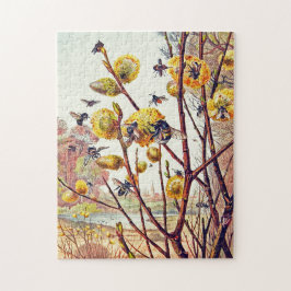 Vintage Bieneninsekten Frühlingsinsekten Willow Bl