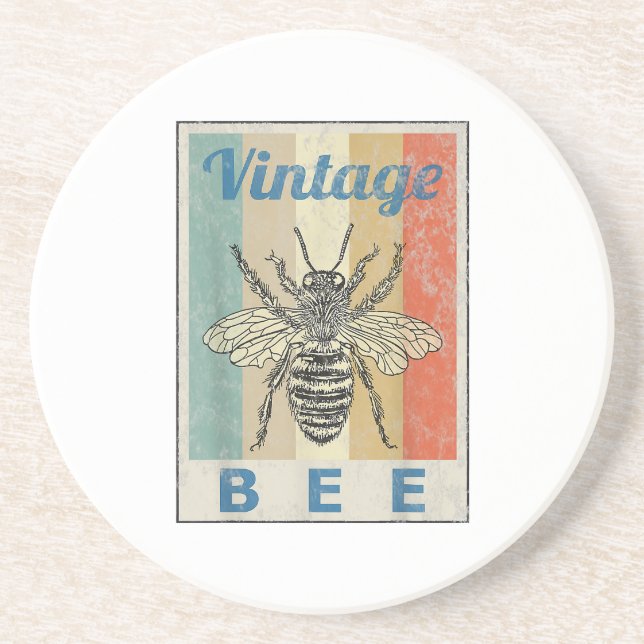 Vintage Bienenkönigin Honey Beekeeper Getränkeuntersetzer (Vorne)