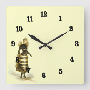 Vintage Bienenmutter Quadratische Wanduhr