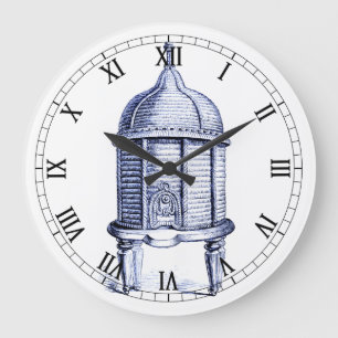 Vintage Bienenstock Blautönung Große Wanduhr