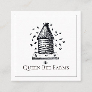 Vintage Bienenstockblume mit Bienenzucht Quadratische Visitenkarte