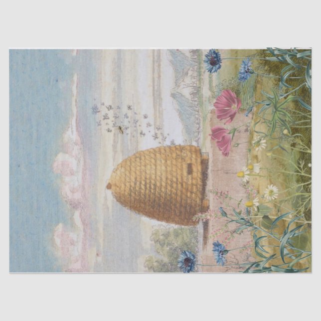 Vintage Bienenvölker-Wildblume Seidenpapier (Vorderseite)