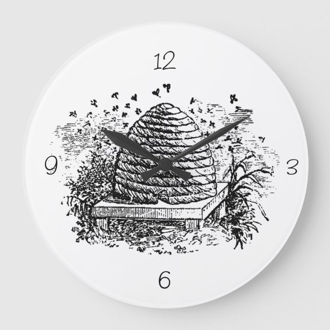 Vintage Bienenzucht Große Wanduhr (Vorderseite)