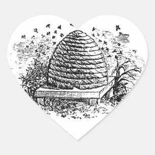 Vintage Bienenzucht Herz-Aufkleber