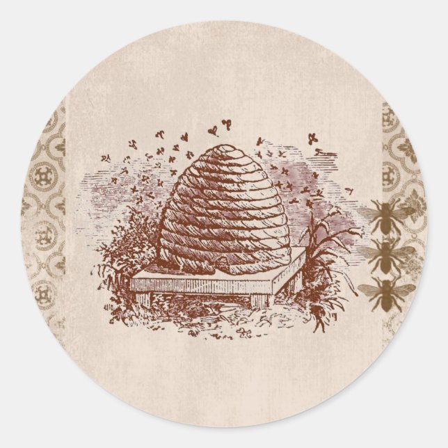 Vintage Bienenzucht Runder Aufkleber (Vorderseite)