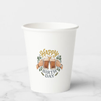 Vintage-Bier Prost zum Geburtstag Kunst Pappbecher