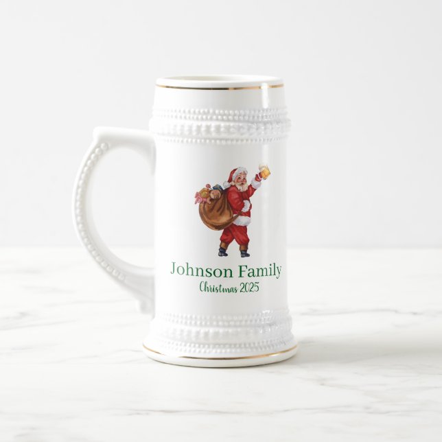 Vintage-Bier trinkender Weihnachtsmann  Bierglas (Links)