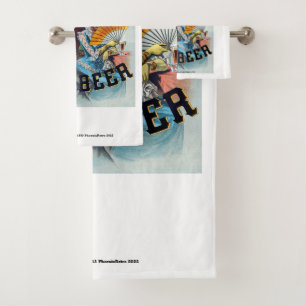 Vintage-Bierposter Badhandtuch Set