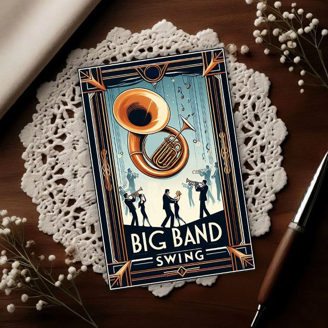 Vintage Big Band Swing Dance Postkarte (Von Creator hochgeladen)