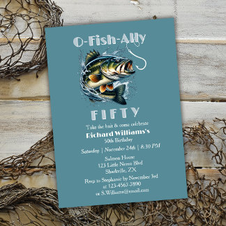 Vintage Big Fish The Bait OFishAlly 50th Birthday Einladung