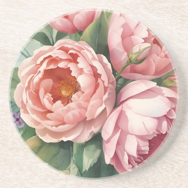 Vintage Big Pink Flowers Getränkeuntersetzer (Vorne)