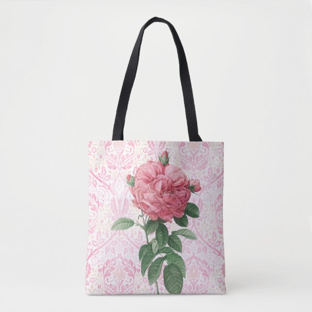 Vintage Big Pink Rose Blume Tasche (Vorderseite)