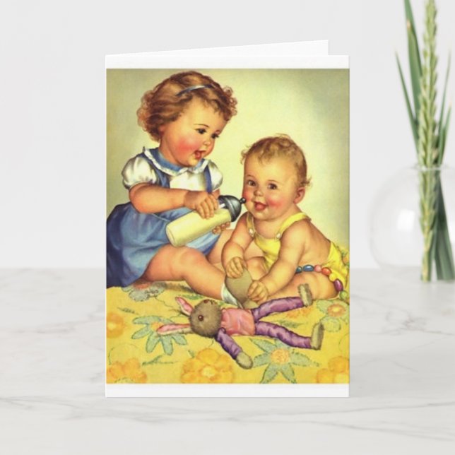 Vintage Big Sister Babyregisterkarte Karte (Vorderseite)