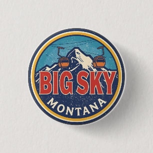 Vintage BIG SKY Montana-Ski Resort Bozeman Gebirge Button