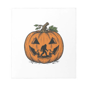 Vintage-Bigfoot-Kürbis-Halloween-Vektordesign_1 Notizblock