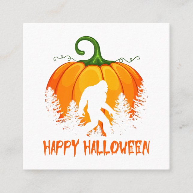 Vintage Bigfoot Pumpkin Halloween Quadratische Visitenkarte (Vorderseite)