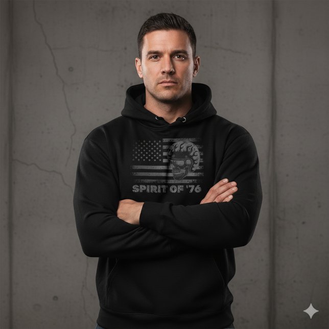 Vintage Biker USA Flag Helmet Hoodie (Von Creator hochgeladen)