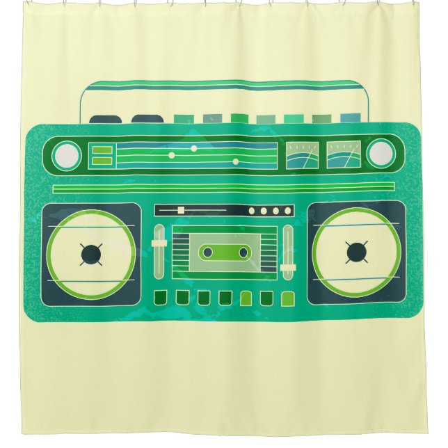 Vintage-Bild des klassischen Boom Box Duschvorhang (Vorderseite)