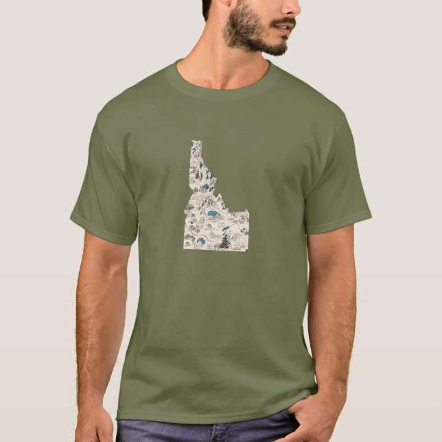 Vintage Bild-Karte Idahos T-Shirt (Vorderseite)