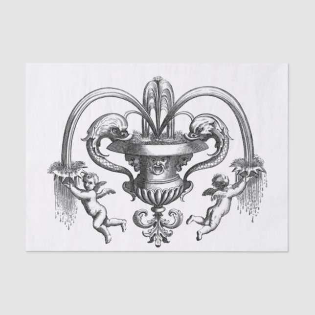 Vintage-Bild mit Cherubs Decoupage Seidenpapier (Vorderseite)