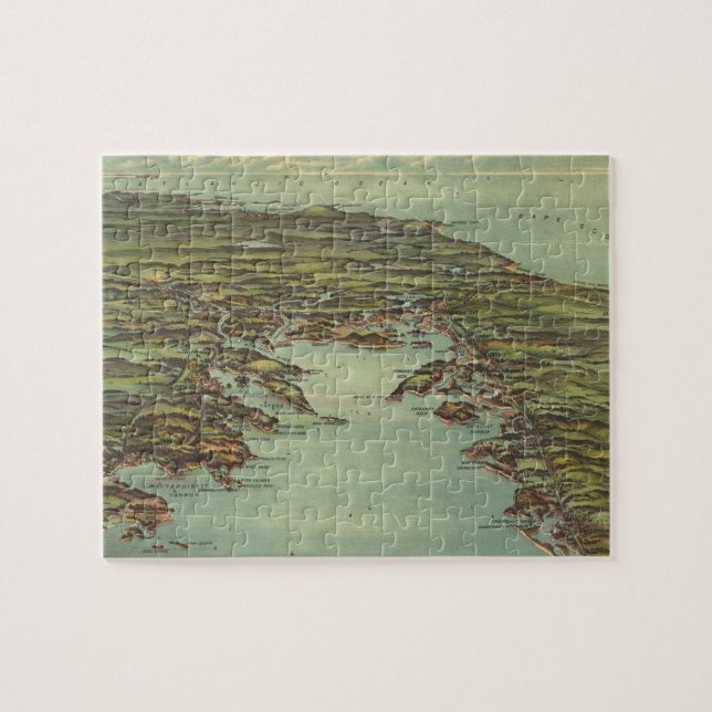 Vintage bildhafte Karte der Bussarde Bay (1907) (Horizontal)