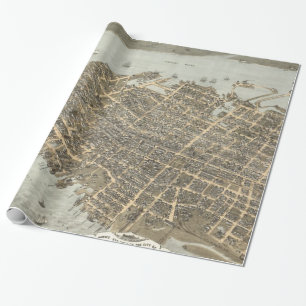 Vintage bildhafte Karte von Charleston (1872) Geschenkpapier