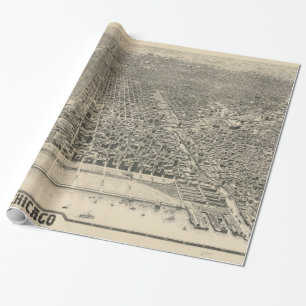 Vintage bildhafte Karte von Chicago (1916) Geschenkpapier