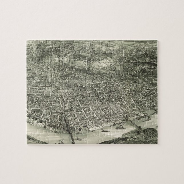 Vintage bildhafte Karte von Cincinnati (1900) (Horizontal)