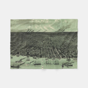 Vintage bildhafte Karte von Detroit Michigan Fleecedecke