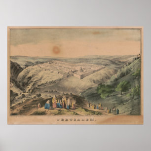 Vintage bildhafte Karte von Jerusalem Israel Poster