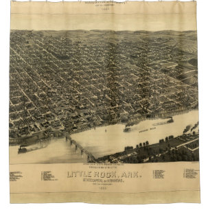 Vintage bildhafte Karte von Little Rock (1887) Duschvorhang