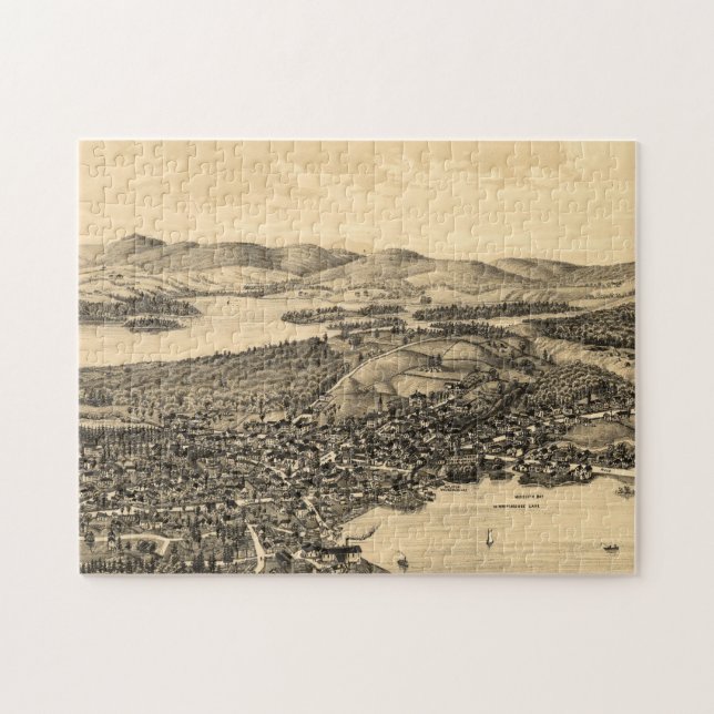 Vintage bildhafte Karte von Meredith NH (1899) (Horizontal)