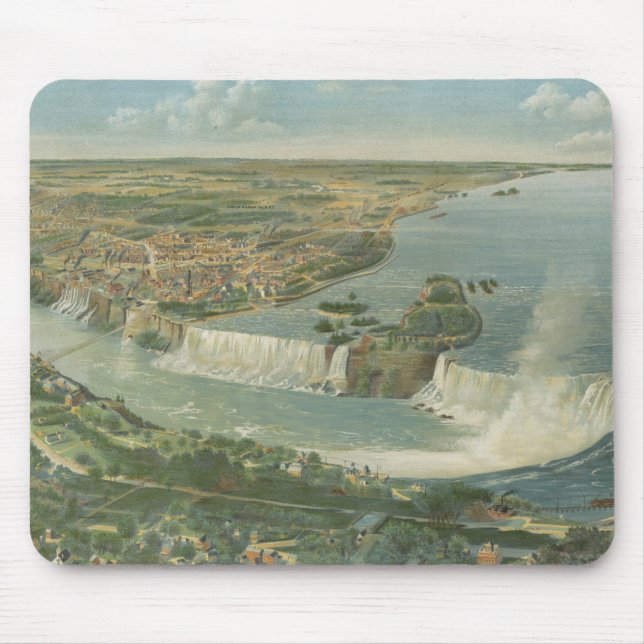 Vintage bildhafte Karte von Niagara Falls NY Mousepad (Vorne)